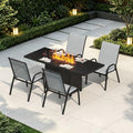 5-Pieces Patio Furniture Set w/ 60" Firepit Table and Patio Chairs by PIZZELLO