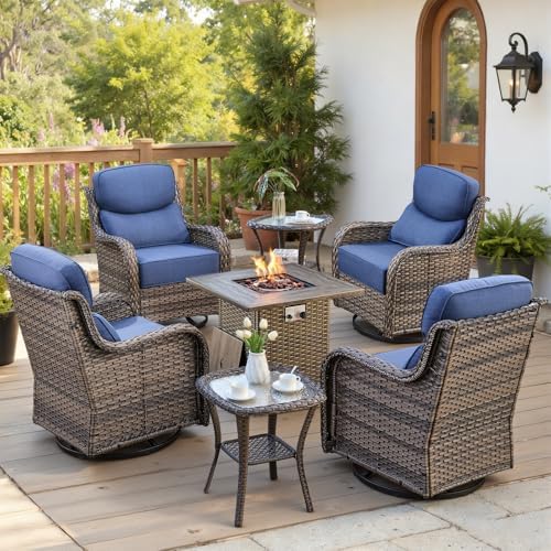 Luxury 6" Thick Cushioned Outdoor Swivel Rocker Chairs Set of 4 by Belord