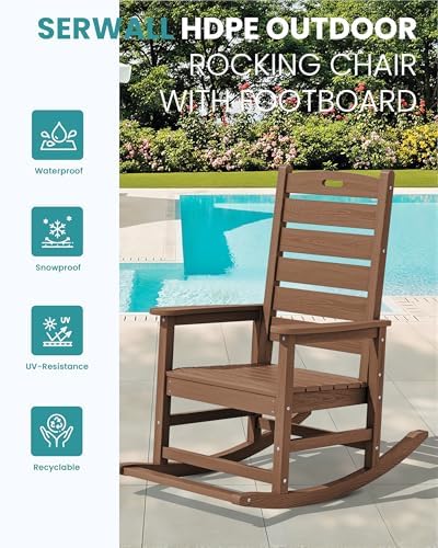 SERWALL Outdoor Rocking Chair Set of 6, Oversized HDPE Rocker - Image 5