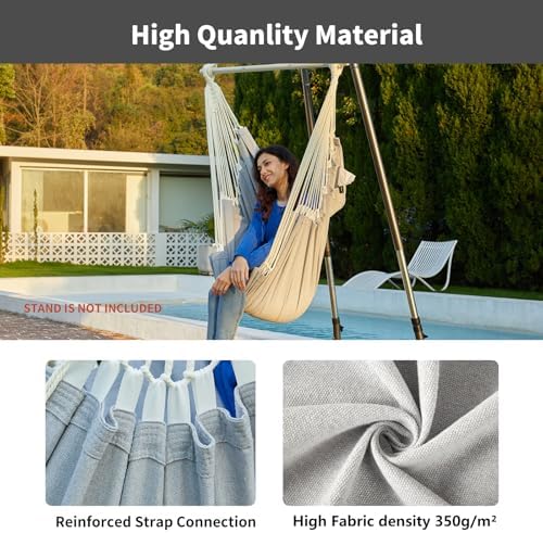 XL Hammock Chair with Footrest, Steel Spreader Bar, 500 lb Capacity - Image 4