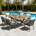 7 Pieces Outdoor Patio Dining Set, Aluminium Rectangular Dining Table and by LayinSun