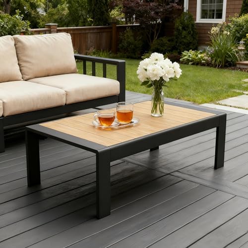 Outdoor Rectangle Patio Aluminum Coffee Tables - Image 2