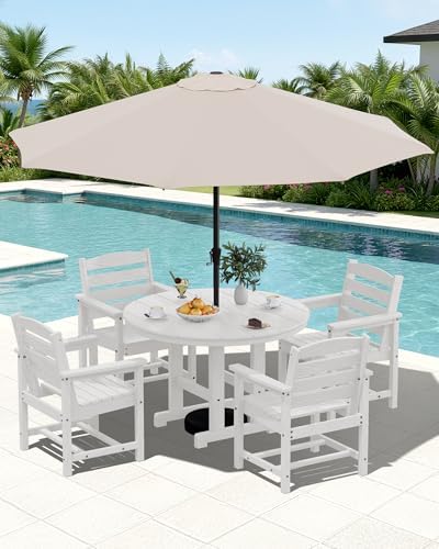 SERWALL 6-Pc Dining Set, 4 Chairs&9FT Umbrella by SERWALL