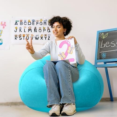 Realspring Inflatable Bean Bag Chairs, Lake Blue - Image 5
