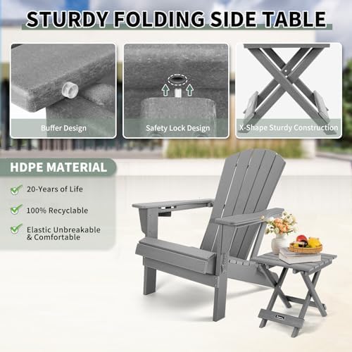 FUNBERRY Outdoor Folding Adirondack Side Table Set of 2, Patio End Table - Image 5