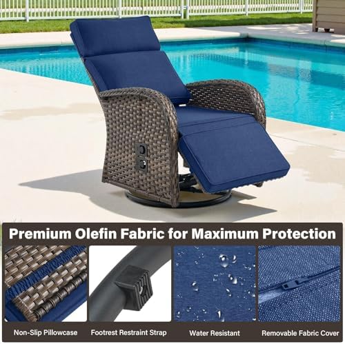 Dual-Adjust Swivel Outdoor Recliner Chair Set of 3 - Image 7