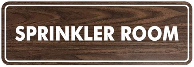 Signs ByLITA Standard Sprinkler Room Sign (Walnut) - Small