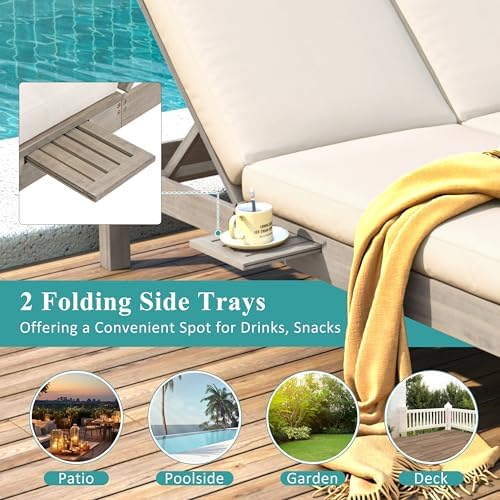 52" Double Chaise Lounge Outdoor, 2-Person Patio Daybed - Image 4