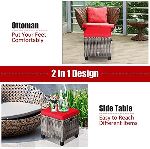 RELAX4LIFE 2-Piece Patio Rattan Ottomans - Image 6