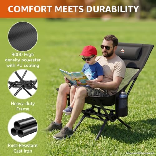 Portable Folding Rocking Camping Chair - Image 4