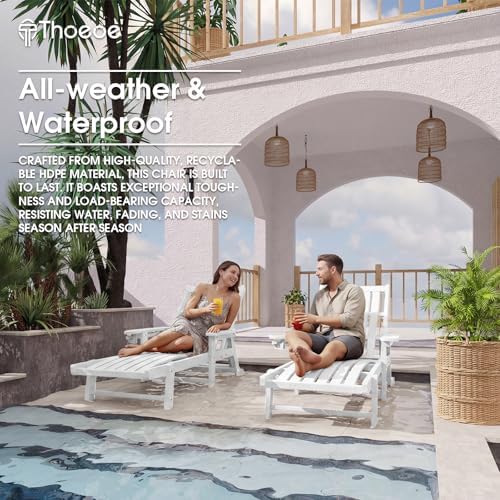 THOEOE Outdoor Chaise Lounge Chair Set of 2, HDPE Pool Lounge Chair - Image 7