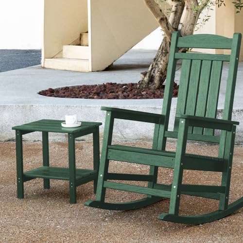Outdoor Side Table Set of 2, Double Layer Adirondack End Table- Green - Image 2