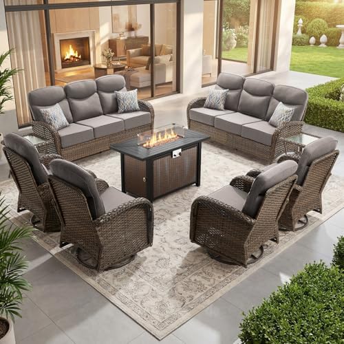 Outdoor Swivel Rocking Chair Patio Set High-Back by Artfurniz