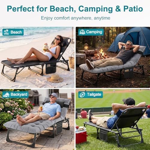 ABORON Lounge Chairs, 2 Pack, 5-Position Padded Folding Loungers - Image 6