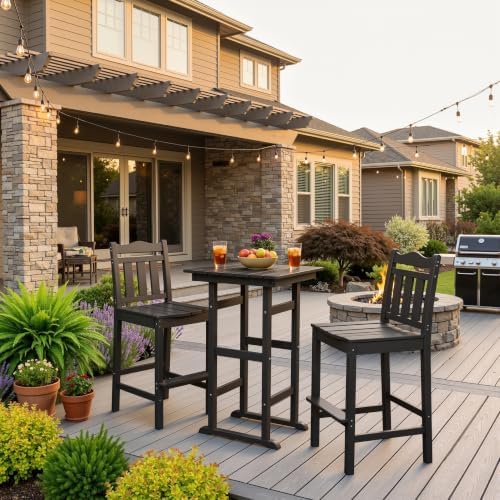 nalone 40" Outdoor Bar Table, HDPE Bar Height Square Patio Table - Image 6
