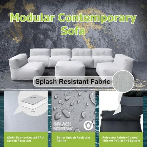 Dineli ANNYH Patio Garden Sectional Conversation Set Outdoor Modular Sofa - Image 2