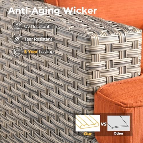 HOOOWOOO Outdoor Sectional Patio Furniture Set, 9 Pieces Wicker Conversation - Image 4