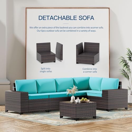 12 Piece Patio Furniture Set, Outdoor Wicker Sectional Sofa - Image 7