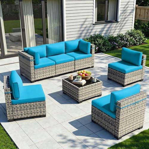 Outdoor PE Wicker Rattan Modular Patio Sectional Sofa Set by Sweecci