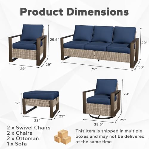 Outdoor Patio Chairs, 8 Pieces Wicker Rattan Furniture Set, 4 Patio Chairs - Image 2