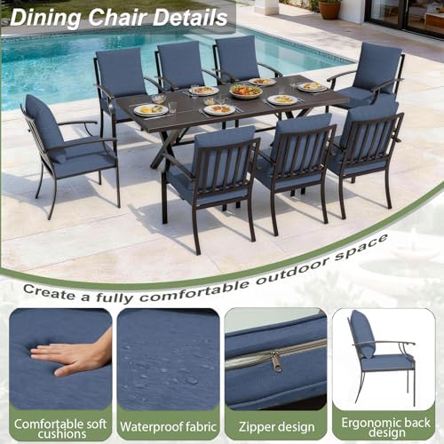 10 Pieces Patio Dining Set, Metal Outdoor Furniture Set Includes 13.6FT Grey - Image 2