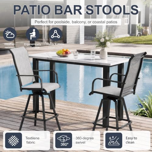Outdoor Bar Stools Set of 6, All-Weather Swivel Patio Bar Chairs - Image 3