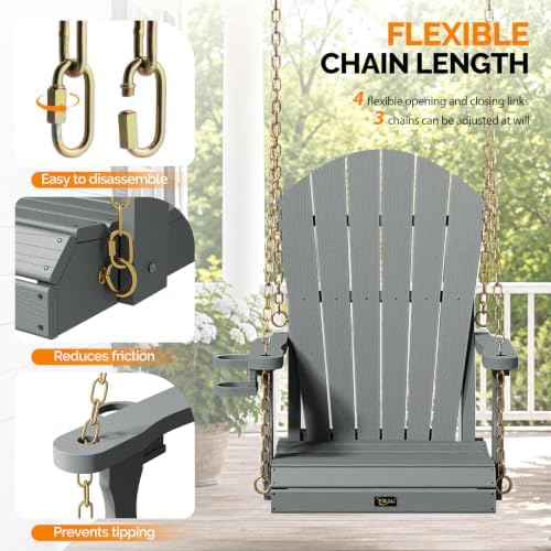 VINGLI HDPE Porch Swing, 2.2FT Patio Swing - Image 4