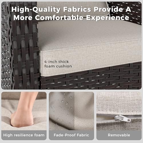 6 Piece Patio Furniture Set, Wicker Outdoor Conversation Set - Image 6