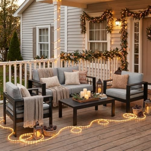 4 Seats Outdoor Patio Set, Aluminum Outside Furniture by Solaste