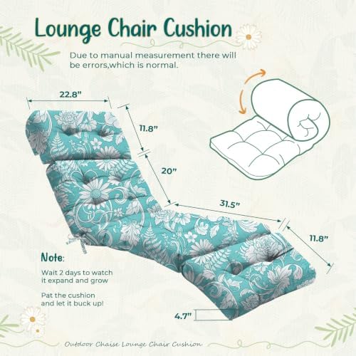 Outdoor Chaise Lounge Chair Cushion 75.1 x 22.8 x 4.7 Inches 100% Waterproof - Image 2
