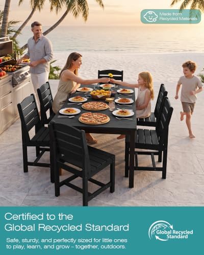 SERWALL Outdoor Dining Set, 7 Piece Armless Dining Set - Image 7