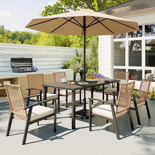 Aoxun 7-Piece Wicker Patio Table and Chairs Set - Image 2