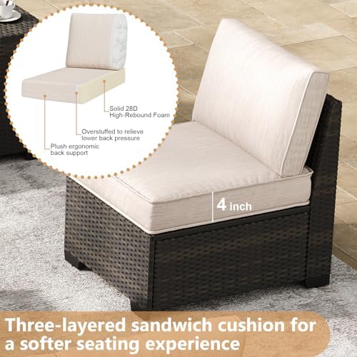6 Pieces Patio Furniture Set, Outdoor Sofa - Image 3