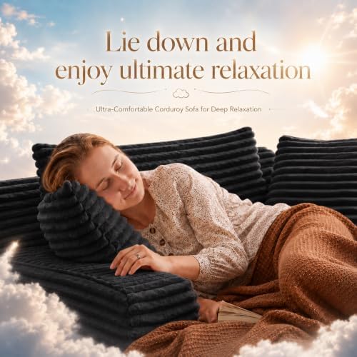 66" Chaise Lounge Chair Indoor, Corduroy Upholstered Reading Chair Oversized - Image 4