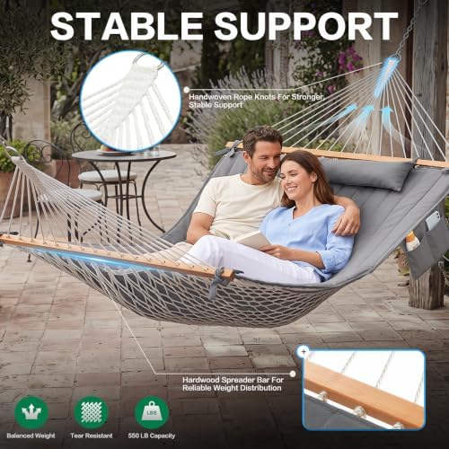 GAFETE 12FT 2 Person Handwoven Rope Hammock - Image 6