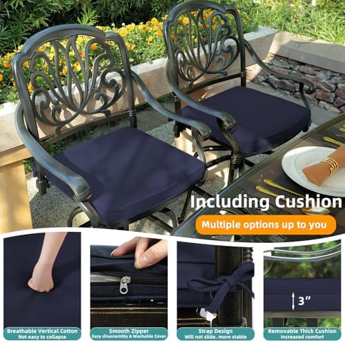 5-Piece Patio Swivel Bar Set, All-Weather Cast Aluminum Outdoor High Bar Stool - Image 7