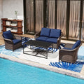 4 Piece Patio Furniture Set, Wicker Outdoor Conversation Set by Meetleisure-LeisureLiving