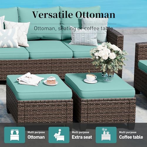 Patio Furniture Set Outdoor Brown Wicker Conversation Sets - Image 5