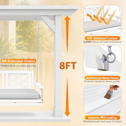 VINGLI 4.5 FT Wooden Porch Swing - Image 4
