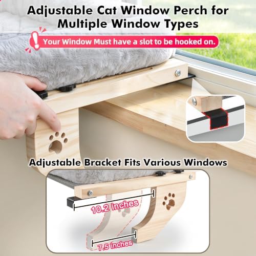 AMOSIJOY Wooden Cat Windowsill Perch - Image 6