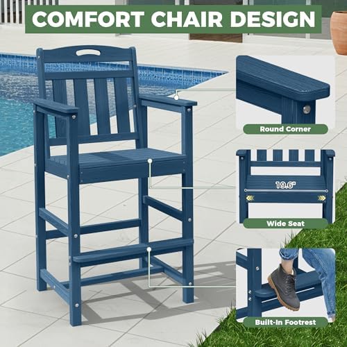 Outdoor Bistro Bar Set, Patio High Top Table and Bar Height Tall Adirondack - Image 4