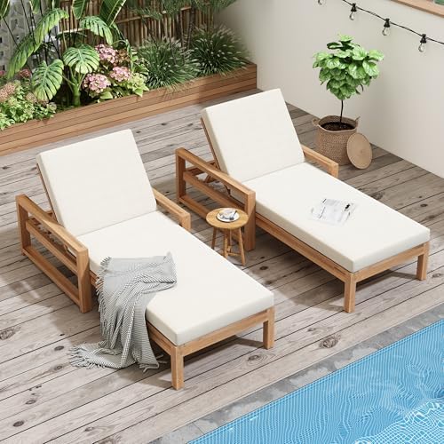 Think 30Lounge Chair Set of 2, Patio Sun Tanning Chair, Outdoor Chaise Lounger - Image 5