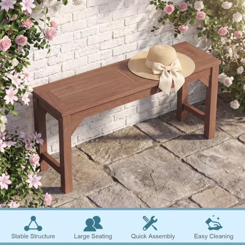 Tangkula 40" Fir Wood Outdoor Bench Backless, 2-Person Patio Dining Bench - Image 5