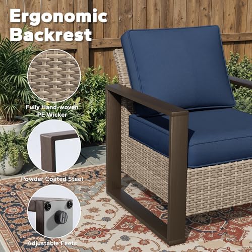 Outdoor Patio Chairs, 4 Pieces Wicker Rattan Furniture Set, 2 Patio Chairs and - Image 3