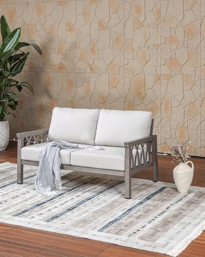 Outdoor Aluminum Loveseat Sofa, 2-Seat Patio Sofa - Image 2