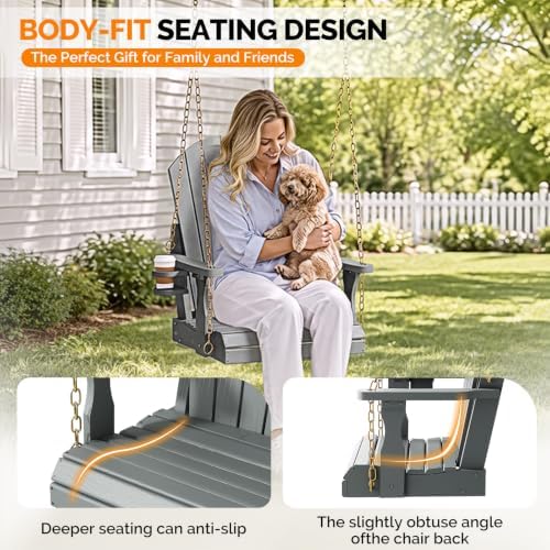 VINGLI HDPE Porch Swing, 2.2FT Patio Swing - Image 5