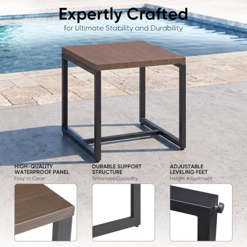 Small Outdoor Side Table: 50 Lbs Weight Capacity Square Metal Patio Side Table - Image 4