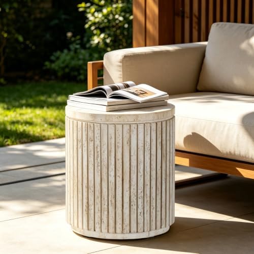 Afterglow Outdoor Side Table Round, Modern End Table Bedside - Image 2