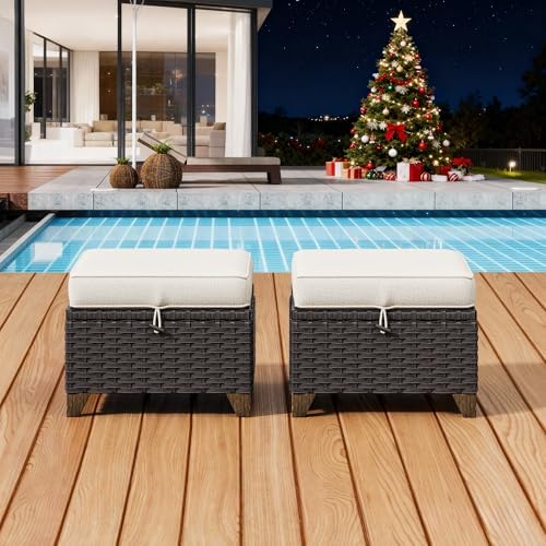 2 Pieces Patio Outdoor Ottomans by Meetleisure-LeisureLiving
