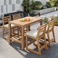 5-Pcs Outdoor Bar Table and Chair Set of 4, Rustic Patio Counter Height Bar by JJKFurniture-kevinplus